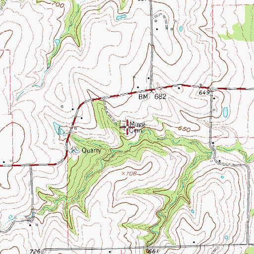 Topographic Map of Mugg Cemetery, TX