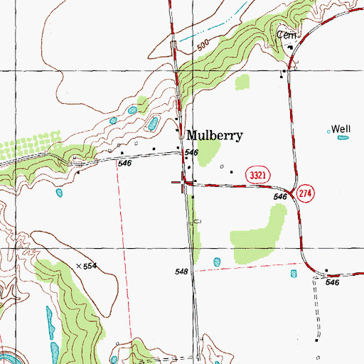 Topographic Map of Mulberry, TX