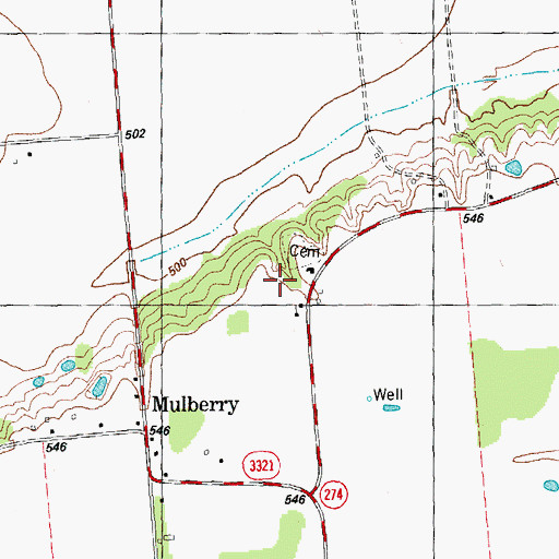 Topographic Map of Mulberry Church, TX