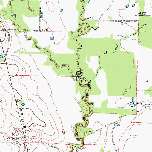 Topographic Map of Mulberry Creek, TX