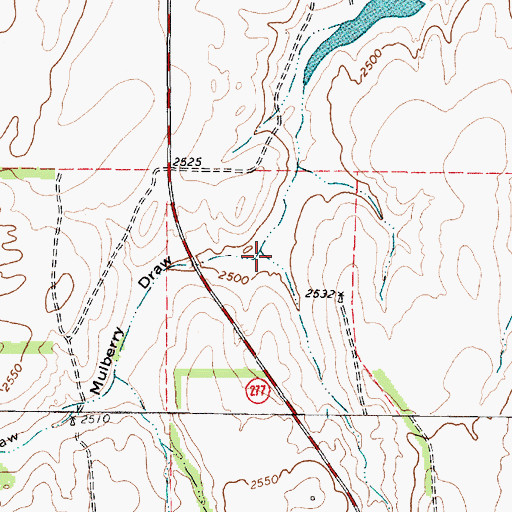 Topographic Map of Mulberry Draw, TX