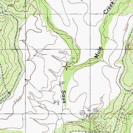 Topographic Map of Mule Creek, TX