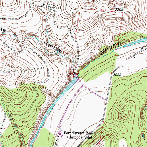 Topographic Map of Mule Hollow, TX