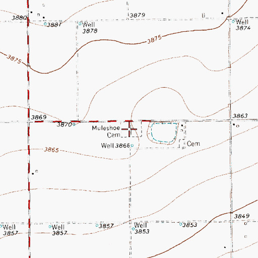 Topographic Map of Bailey County Cemetery, TX