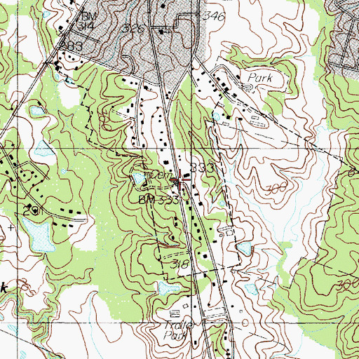 Topographic Map of Mull Cemetery, TX