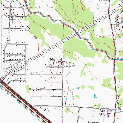 Topographic Map of Muller Cemetery, TX