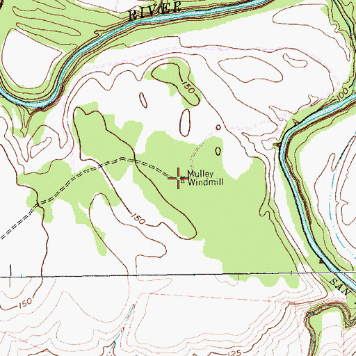 Topographic Map of Mulley Windmill, TX