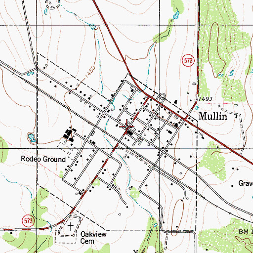 Topographic Map of Mullin, TX