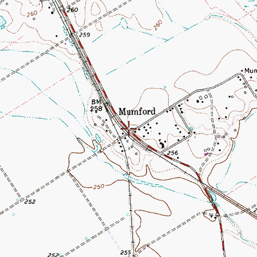 Topographic Map of Mumford, TX