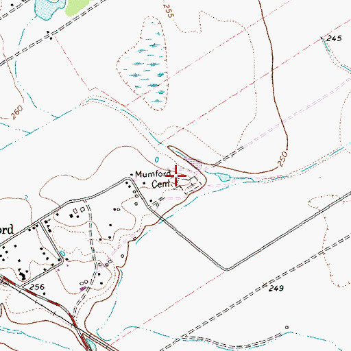Topographic Map of Mumford Cemetery, TX