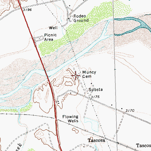 Topographic Map of Muncy Cemetery, TX