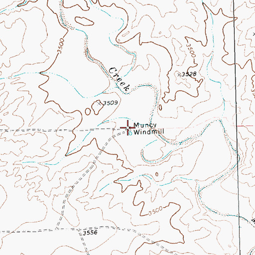 Topographic Map of Muncy Windmill, TX
