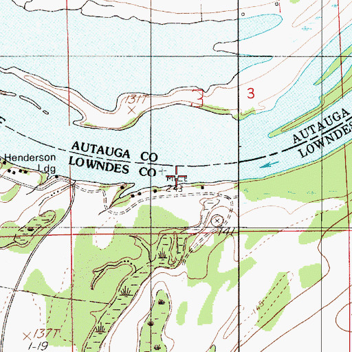 Topographic Map of Edwards Bar, AL