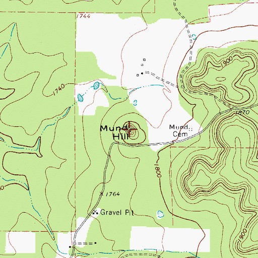 Topographic Map of Mund Hill, TX