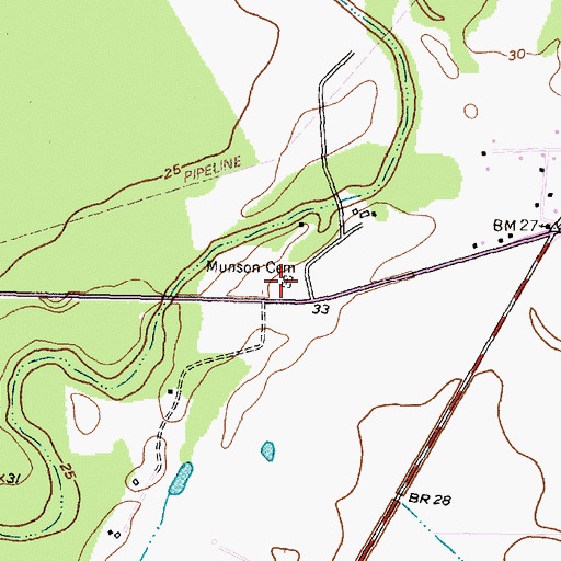 Topographic Map of Munson Cemetery, TX