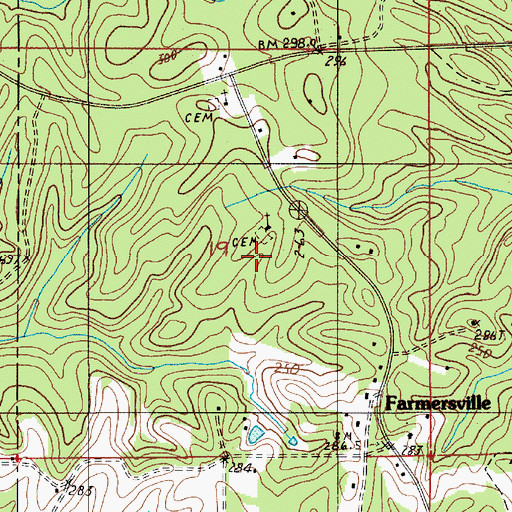 Topographic Map of Farmersville Church, AL