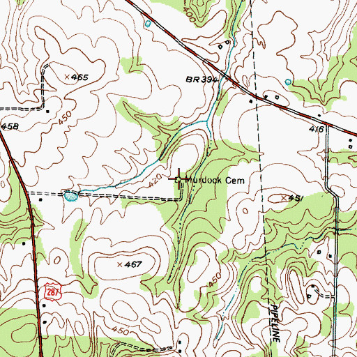 Topographic Map of Murdock Cemetery, TX