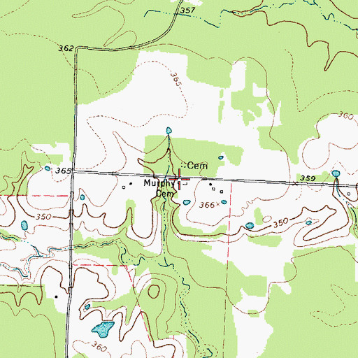 Topographic Map of Murphy Cemetery, TX