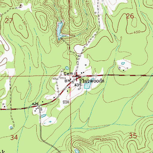 Topographic Map of Flatwood Church, AL