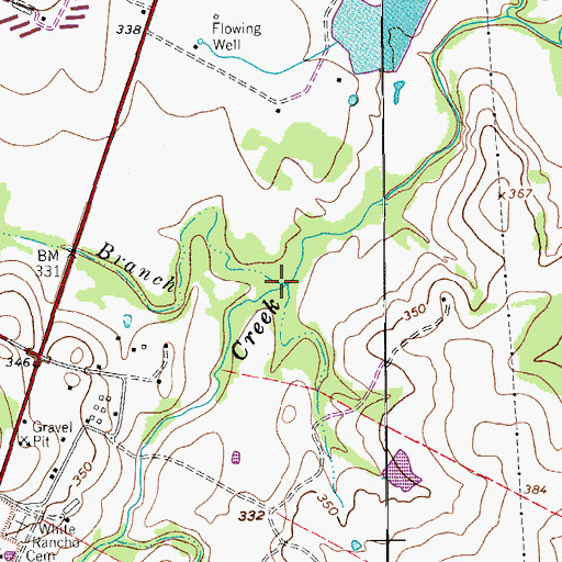 Topographic Map of Murray Branch, TX