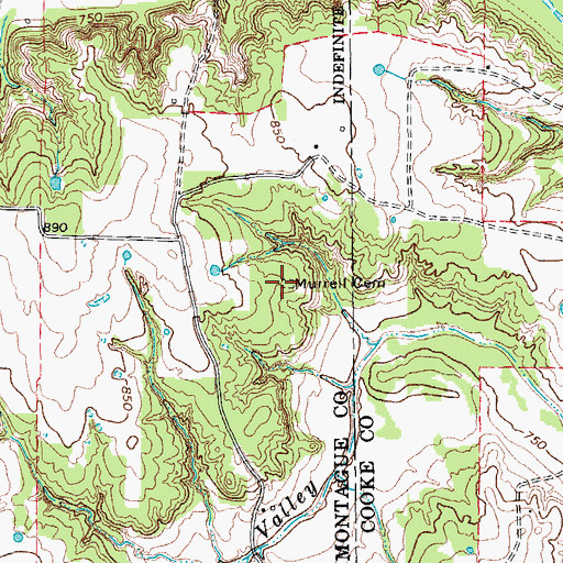 Topographic Map of Murrell Cemetery, TX