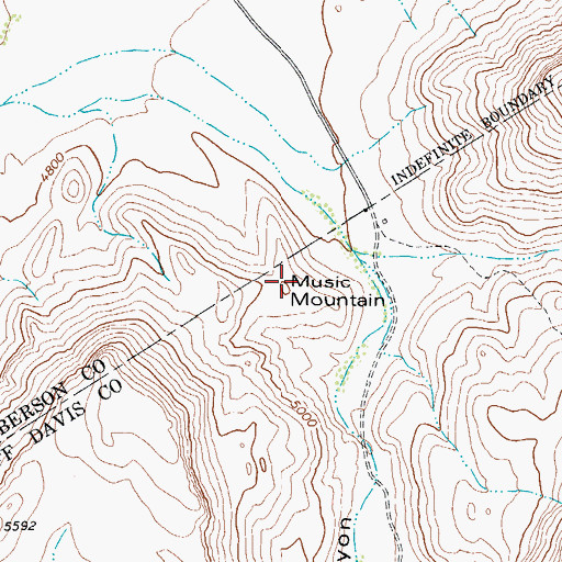 Topographic Map of Music Mountain, TX