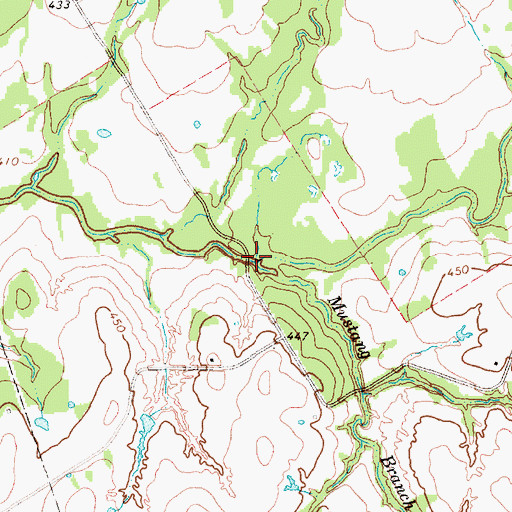 Topographic Map of Mustang Branch, TX