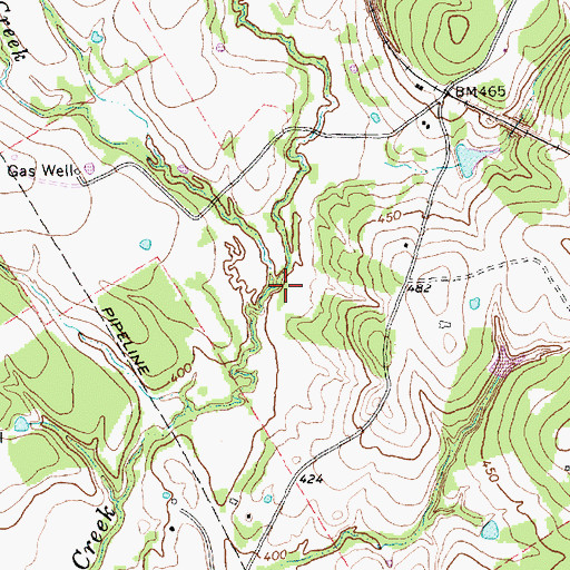 Topographic Map of Mustang Creek, TX