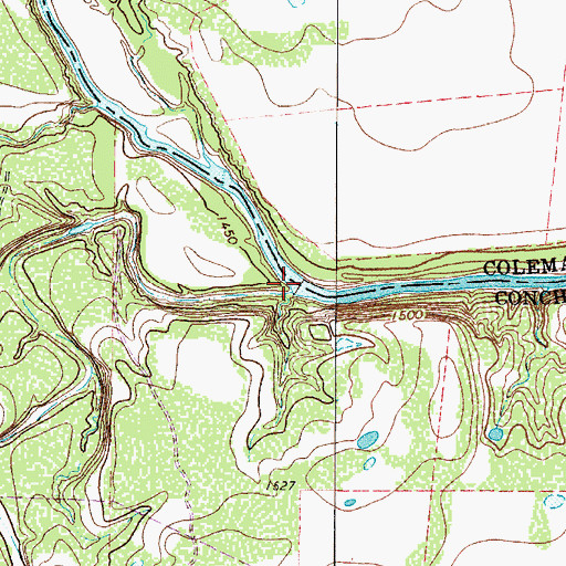 Topographic Map of Mustang Creek, TX