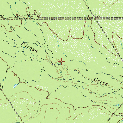Topographic Map of Mustang Creek, TX