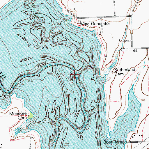Topographic Map of Mustang Creek, TX