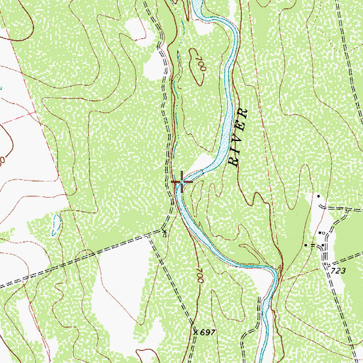 Topographic Map of Mustang Creek, TX
