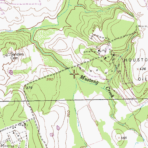 Topographic Map of Mustang Creek, TX