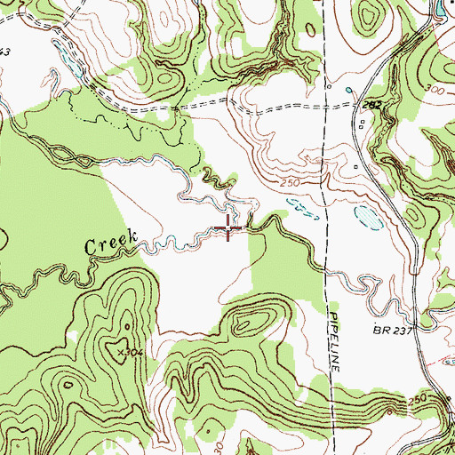 Topographic Map of Mustang Creek, TX