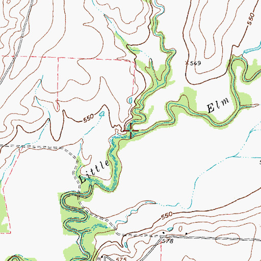 Topographic Map of Mustang Creek, TX