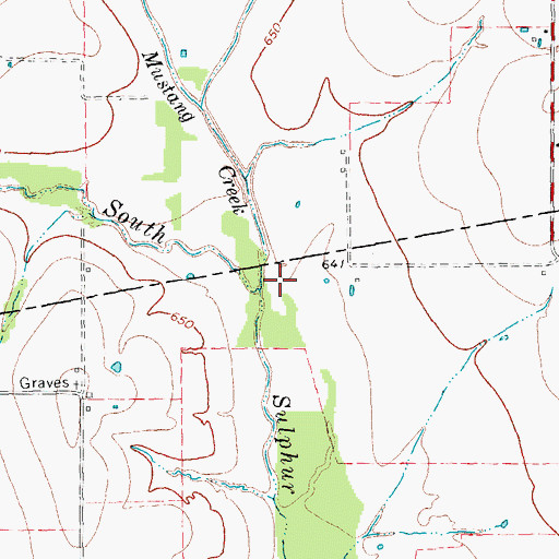 Topographic Map of Mustang Creek, TX