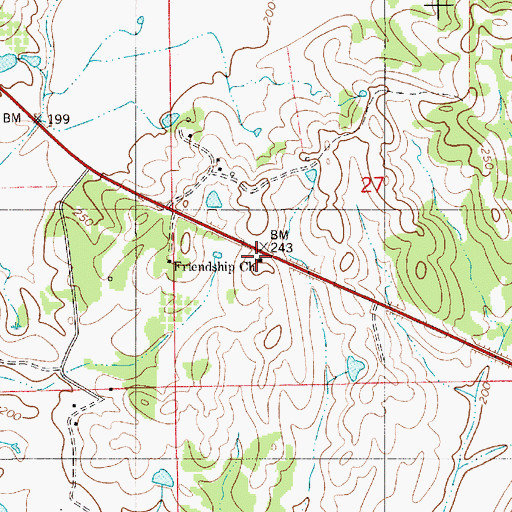 Topographic Map of Friendship Church, AL