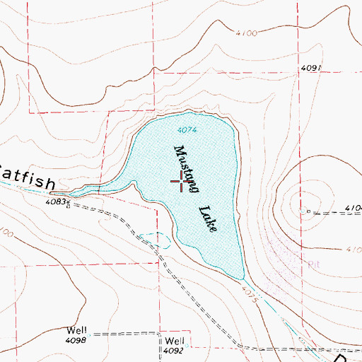 Topographic Map of Mustang Lake, TX