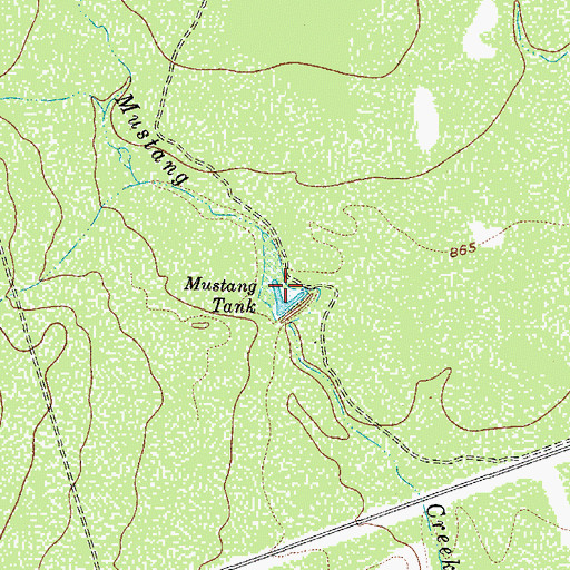 Topographic Map of Mustang Tank, TX