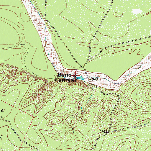 Topographic Map of Mustang Waterhole, TX