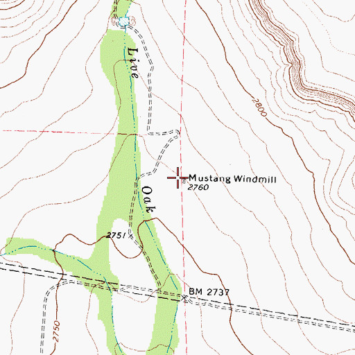 Topographic Map of Mustang Windmill, TX