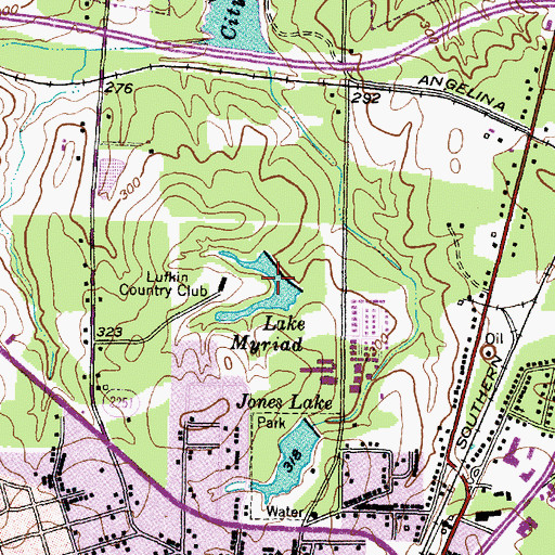 Topographic Map of Lake Myriad, TX