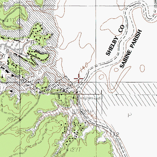 Topographic Map of Myricks Branch, TX