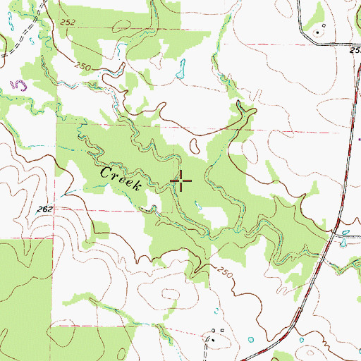 Topographic Map of Myrtle Creek, TX