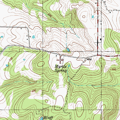 Topographic Map of Myrtle Springs School, TX