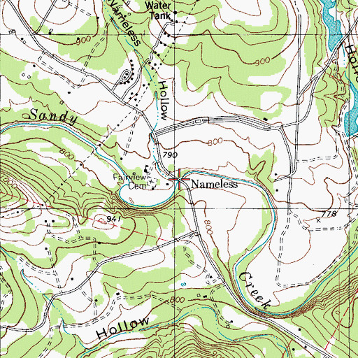 Topographic Map of Nameless, TX