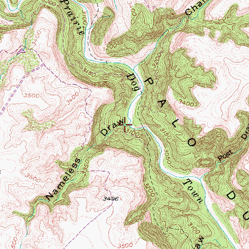 Topographic Map of Nameless Draw, TX
