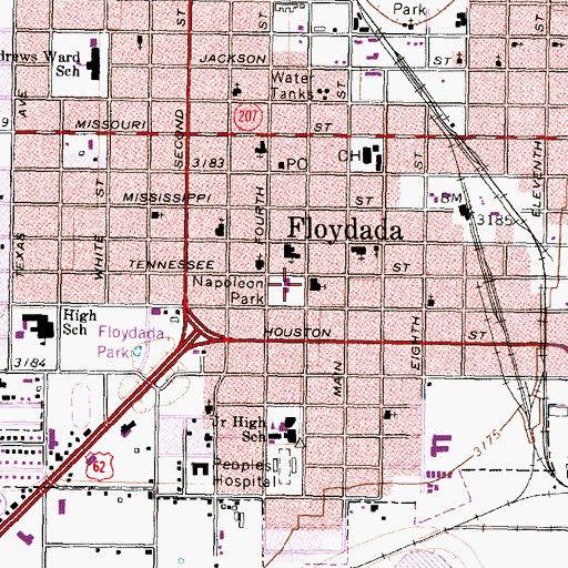 Topographic Map of Napoleon Park, TX