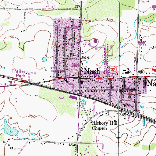Topographic Map of Nash, TX