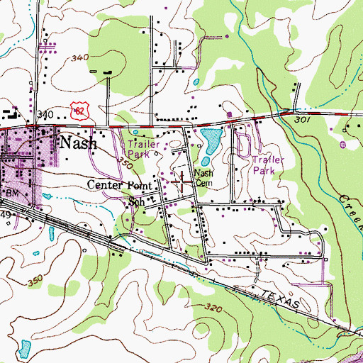 Topographic Map of Nash Cemetery, TX